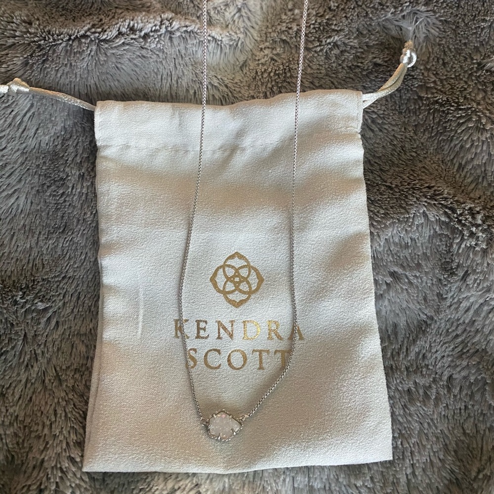 Tess White Druzy Silver Kendra Scott Necklace